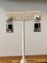 Load image into Gallery viewer, Vintage Mexico Sterling Silver Black Onyx Geometric Brutalist Drop Earrings
