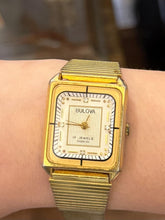 Load image into Gallery viewer, Vintage 1980s 1990s BULOVA Gold Tone 17 Jewels CZ Stainless Steel Women's Watch
