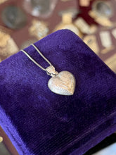 Load image into Gallery viewer, Vintage Sterling Silver Etched Puffy Heart Pendant Necklace Box Chain 17.75"
