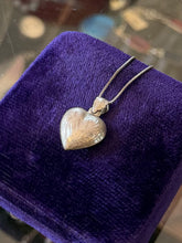 Load image into Gallery viewer, Vintage Sterling Silver Etched Puffy Heart Pendant Necklace Box Chain 17.75"
