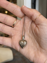 Load image into Gallery viewer, Vintage Sterling Silver Etched Puffy Heart Pendant Necklace Box Chain 17.75"
