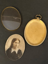 Load image into Gallery viewer, Antique Victorian 1870 Mourning Hand Tinted Woman Portrait Engraved Brass Frame
