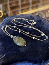 Load image into Gallery viewer, Vintage Sterling Silver Labradorite Pendant Necklace 23.75" Station Chain

