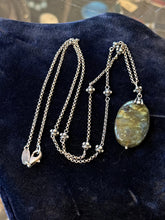 Load image into Gallery viewer, Vintage Sterling Silver Labradorite Pendant Necklace 23.75" Station Chain
