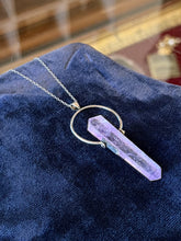 Load image into Gallery viewer, Vintage Sterling Silver Doubled Point Faceted Amethyst Spinner Pendant Necklace

