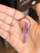 Load image into Gallery viewer, Vintage Sterling Silver Doubled Point Faceted Amethyst Spinner Pendant Necklace
