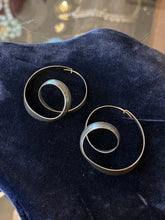 Load image into Gallery viewer, Vintage Artisan Signed Genkut Sterling Silver Modernist Spiral Hoop Earrings
