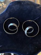 Load image into Gallery viewer, Vintage Artisan Signed Genkut Sterling Silver Modernist Spiral Hoop Earrings
