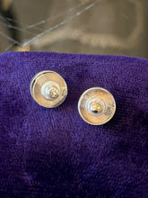 Load image into Gallery viewer, Vintage CAVIAR Round Sterling Silver Stud Earrings 14K Yellow Gold Posts
