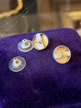 Load image into Gallery viewer, Vintage CAVIAR Round Sterling Silver Stud Earrings 14K Yellow Gold Posts
