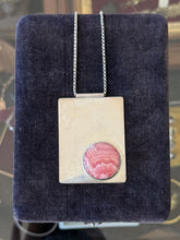 Load image into Gallery viewer, Vintage Modernist Sterling Silver Rhodochrosite Statement Pendant Necklace 22"
