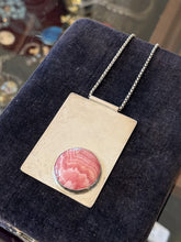 Load image into Gallery viewer, Vintage Modernist Sterling Silver Rhodochrosite Statement Pendant Necklace 22"
