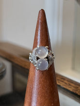 Load image into Gallery viewer, Vintage Sterling Silver Moonstone Cabochon Feather Leaf Motif Ring US 8.25
