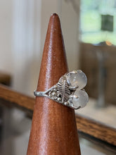 Load image into Gallery viewer, Vintage Sterling Silver Moonstone Cabochon Feather Leaf Motif Ring US 8.25
