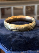 Load image into Gallery viewer, Antique English I.S. &amp; Co. Gold Filled Engraved MJM Monogram Bangle Bracelet
