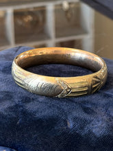 Load image into Gallery viewer, Antique English I.S. &amp; Co. Gold Filled Engraved MJM Monogram Bangle Bracelet
