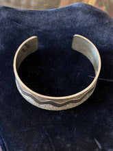 Load image into Gallery viewer, Artisan Signed JJC Jared Chavez Sterling Silver Textured Zig Zag Cuff Bracelet
