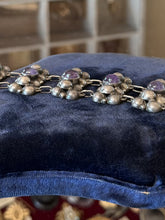 Load image into Gallery viewer, Vintage Early Mexican Sterling Silver Amethyst Bracelet 7" Fred Davis Style

