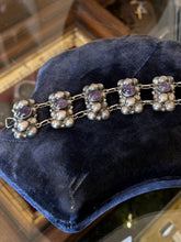 Load image into Gallery viewer, Vintage Early Mexican Sterling Silver Amethyst Bracelet 7" Fred Davis Style
