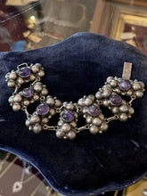 Load image into Gallery viewer, Vintage Early Mexican Sterling Silver Amethyst Bracelet 7" Fred Davis Style
