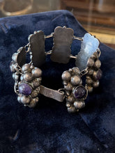 Load image into Gallery viewer, Vintage Early Mexican Sterling Silver Amethyst Bracelet 7" Fred Davis Style
