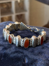 Load image into Gallery viewer, Vintage Sterling Silver Genuine Carnelian Panel Link Bracelet Hook Clasp 7.5"
