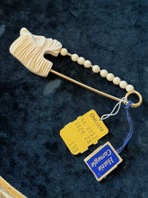 Load image into Gallery viewer, VTG 1960s Deadstock Hattie Carnegie Faux Bone Animal Safety Pin Rare
