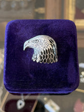Load image into Gallery viewer, Vintage Little Silver Fox Sterling Silver Black Enamel Eagle Head Bolo Pendant
