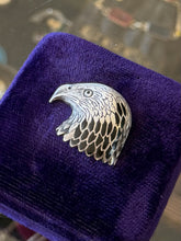 Load image into Gallery viewer, Vintage Little Silver Fox Sterling Silver Black Enamel Eagle Head Bolo Pendant
