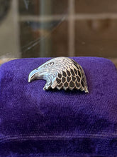 Load image into Gallery viewer, Vintage Little Silver Fox Sterling Silver Black Enamel Eagle Head Bolo Pendant
