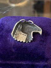 Load image into Gallery viewer, Vintage Little Silver Fox Sterling Silver Black Enamel Eagle Head Bolo Pendant
