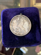Load image into Gallery viewer, Vintage Silver Restrike 1780 Maria Theresa Thaler Vienna Austria Coin Pendant

