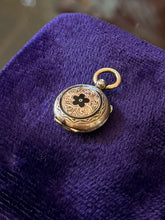 Load image into Gallery viewer, Antique Victorian Era Gold Filled &amp; Black Enamel Floral Petite Locket Pendant
