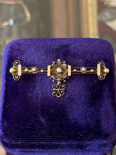Load image into Gallery viewer, Antique Victorian 14k Yellow Gold Seed Pearl Ornate Filigree Bar Pin Repinned
