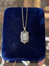 Load image into Gallery viewer, 1920s Art Deco Sterling Silver Camphor Glass Rhinestone Paste Pendant Necklace
