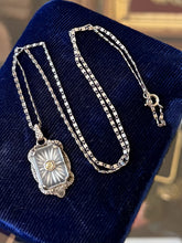 Load image into Gallery viewer, 1920s Art Deco Sterling Silver Camphor Glass Rhinestone Paste Pendant Necklace
