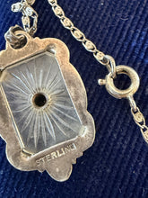 Load image into Gallery viewer, 1920s Art Deco Sterling Silver Camphor Glass Rhinestone Paste Pendant Necklace

