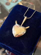 Load image into Gallery viewer, Italian Gold over Sterling Silver Puffy Heart with Horns Pendant Necklace 24.25"
