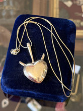 Load image into Gallery viewer, Italian Gold over Sterling Silver Puffy Heart with Horns Pendant Necklace 24.25"

