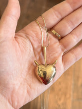 Load image into Gallery viewer, Italian Gold over Sterling Silver Puffy Heart with Horns Pendant Necklace 24.25"
