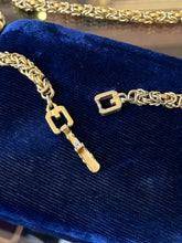 Load image into Gallery viewer, Vintage 1980s Signed Givenchy Gold Plated Byzantine Chain Necklace G Clasp 18"
