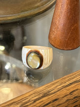 Load image into Gallery viewer, Vintage 1980s Southwestern Unisex Carved Shell Mother of Pearl Ring US 8
