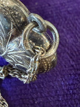 Load image into Gallery viewer, Vintage Sterling Silver Hand Etched Puffy Heart Pendant Necklace 18"
