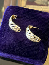 Load image into Gallery viewer, Vintage Solid 14k Yellow Gold Diamond Cut Open Work Curved Drop Earrings
