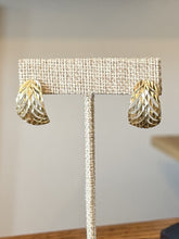 Load image into Gallery viewer, Vintage Solid 14k Yellow Gold Diamond Cut Open Work Curved Drop Earrings
