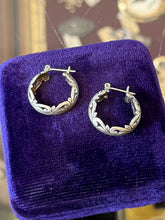 Load image into Gallery viewer, Vintage Filigree Scroll Sterling Silver Pierced Hoop Earrings Small
