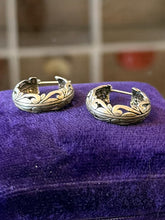Load image into Gallery viewer, Vintage Filigree Scroll Sterling Silver Pierced Hoop Earrings Small
