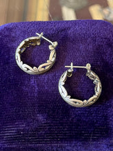 Load image into Gallery viewer, Vintage Filigree Scroll Sterling Silver Pierced Hoop Earrings Small
