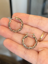 Load image into Gallery viewer, Vintage Filigree Scroll Sterling Silver Pierced Hoop Earrings Small

