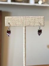 Load image into Gallery viewer, Vintage Sterling Silver Faceted Garnet &amp; Purple Glass Dangle Drop Earrings
